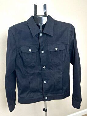 Jean Shop Mens S Black 100% Cotton Denim Trucker Jacket Button Front